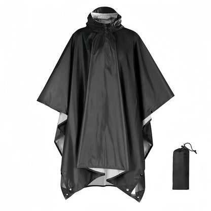 Men’s Waterproof Hooded Rain Poncho – Packable Windproof Outdoor Hiking Cape