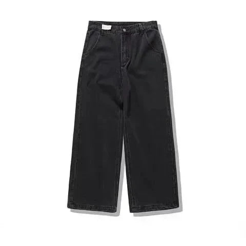 Men’s Distressed Straight-Leg Jeans – Relaxed Washed Denim with Ripped Details and Raw-Edge Finishing