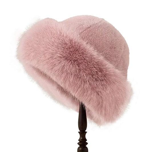 Women’s Plush Winter Hat – Thick Brimless Faux-Fur Cap with Extended Ear Coverage