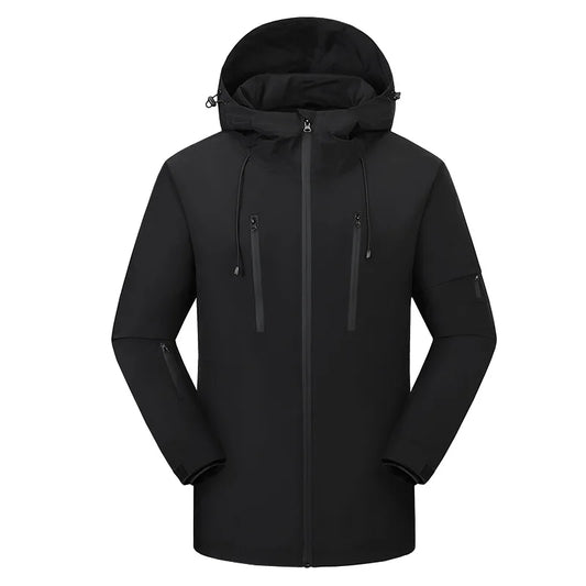 Men’s USB Heated Winter Jacket – Fleece-Lined Water-Repellent Hooded Outdoor Coat for Cold Weather