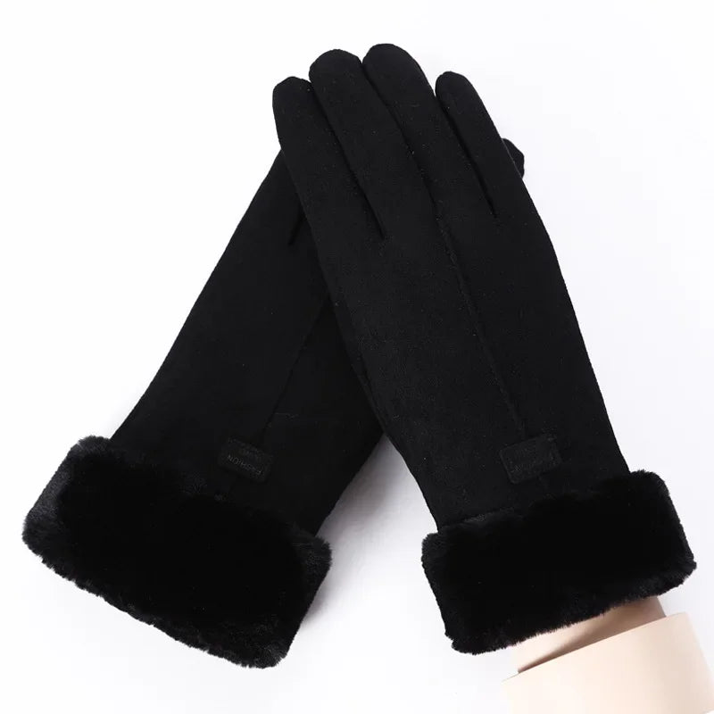 Women’s Soft Touchscreen Winter Gloves – Plush-Cuff Full-Finger Warm Outdoor Gloves for Everyday Cold-Weather Wear