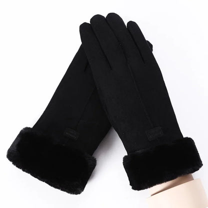 Women’s Soft Touchscreen Winter Gloves – Plush-Cuff Full-Finger Warm Outdoor Gloves for Everyday Cold-Weather Wear