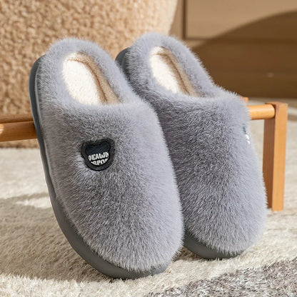 Women’s Plush Memory Foam Slippers – Fluffy Slip-On House Shoes with Thick Outdoor Sole