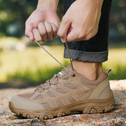 Men’s Low-Cut Winter Hiking Shoes – Rugged Anti-Slip Lace-Up Outdoor Trail Walking Sneakers
