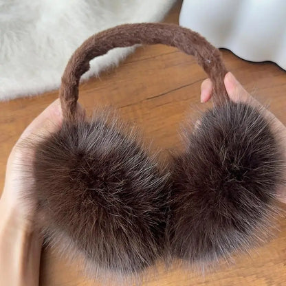 Women’s Faux Fur Ear Warmers – Soft Foldable Winter Earmuffs for Outdoor and Daily Wear