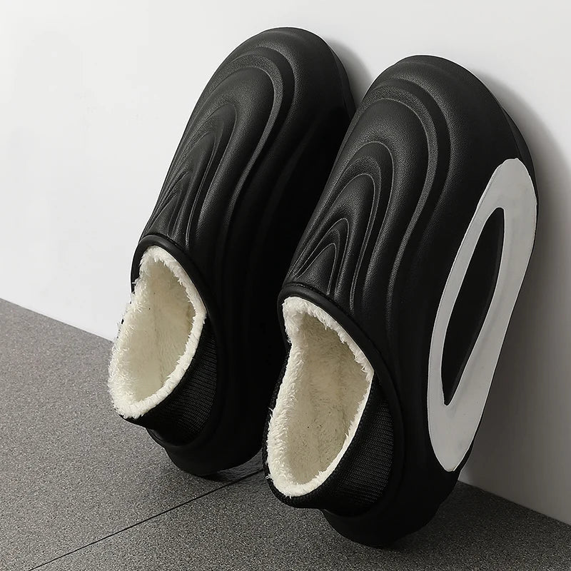 Men’s Warm Winter Slippers – Plush-Lined Non-Slip Indoor Outdoor House Shoes