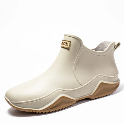 Men’s Waterproof Ankle Rain Boots – Slip-On Outdoor Shoes with Non-Slip Gripped Sole