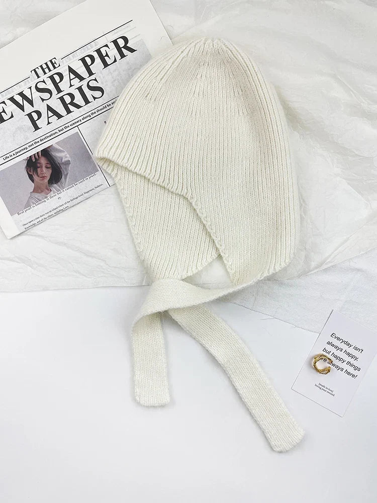 Women’s Knitted Earflap Winter Hat – Soft Tie-Up Cold-Weather Beanie with Ear Protection