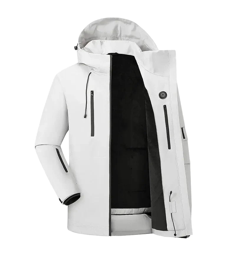 Men’s USB Heated Winter Jacket – Fleece-Lined Water-Repellent Hooded Outdoor Coat for Cold Weather