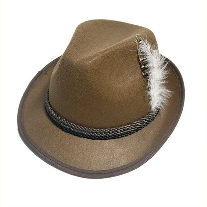 Men’s Traditional Bavarian Hat – Feather-Trimmed Festival Headwear for Oktoberfest Wear