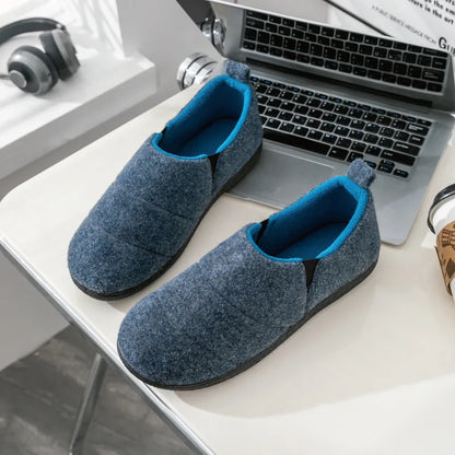 Men’s Warm-Lined Winter Slippers – Soft Cotton Non-Slip Closed-Toe Indoor House Shoes for Everyday Comfort
