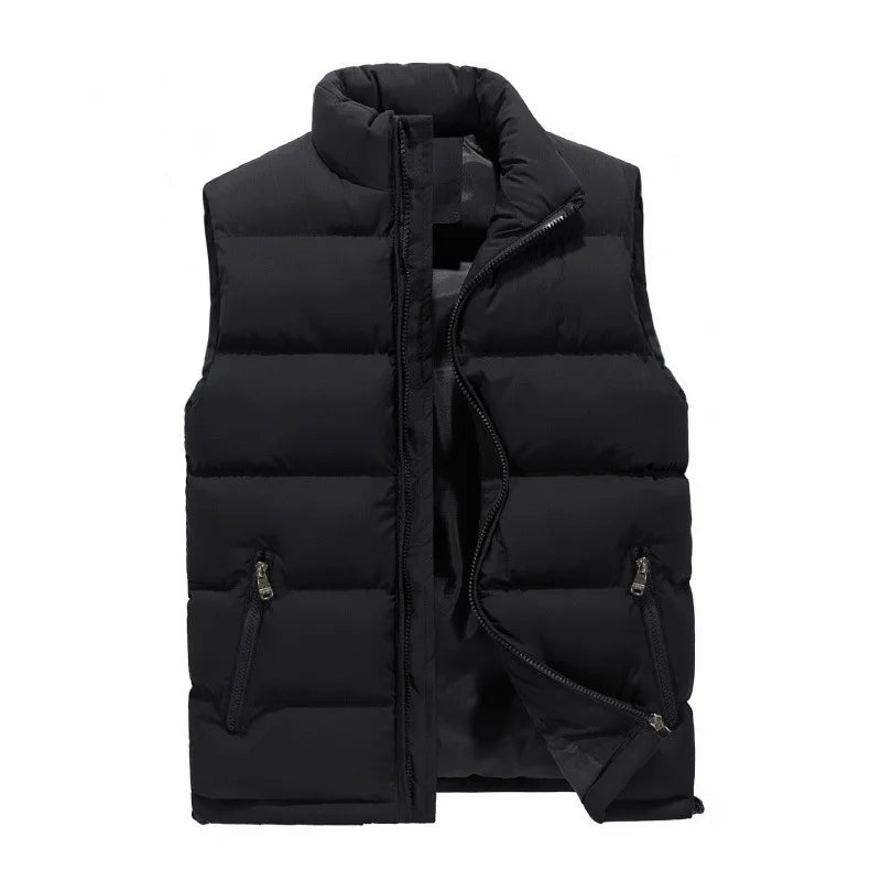 Men’s Padded Puffer Vest – Sleeveless Winter Layer with High Collar and Zipped Pockets