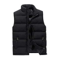 Men’s Padded Puffer Vest – Sleeveless Winter Layer with High Collar and Zipped Pockets