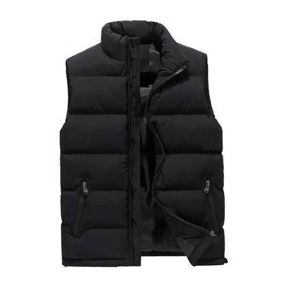 Men’s Padded Puffer Vest – Sleeveless Winter Layer with High Collar and Zipped Pockets