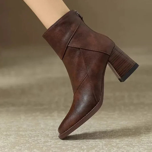 Women’s Ankle Boots – Block Heel with Pointed Toe