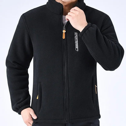 Men’s Polar Fleece Jacket – Full-Zip Winter Layer with High Collar and Secure Pockets