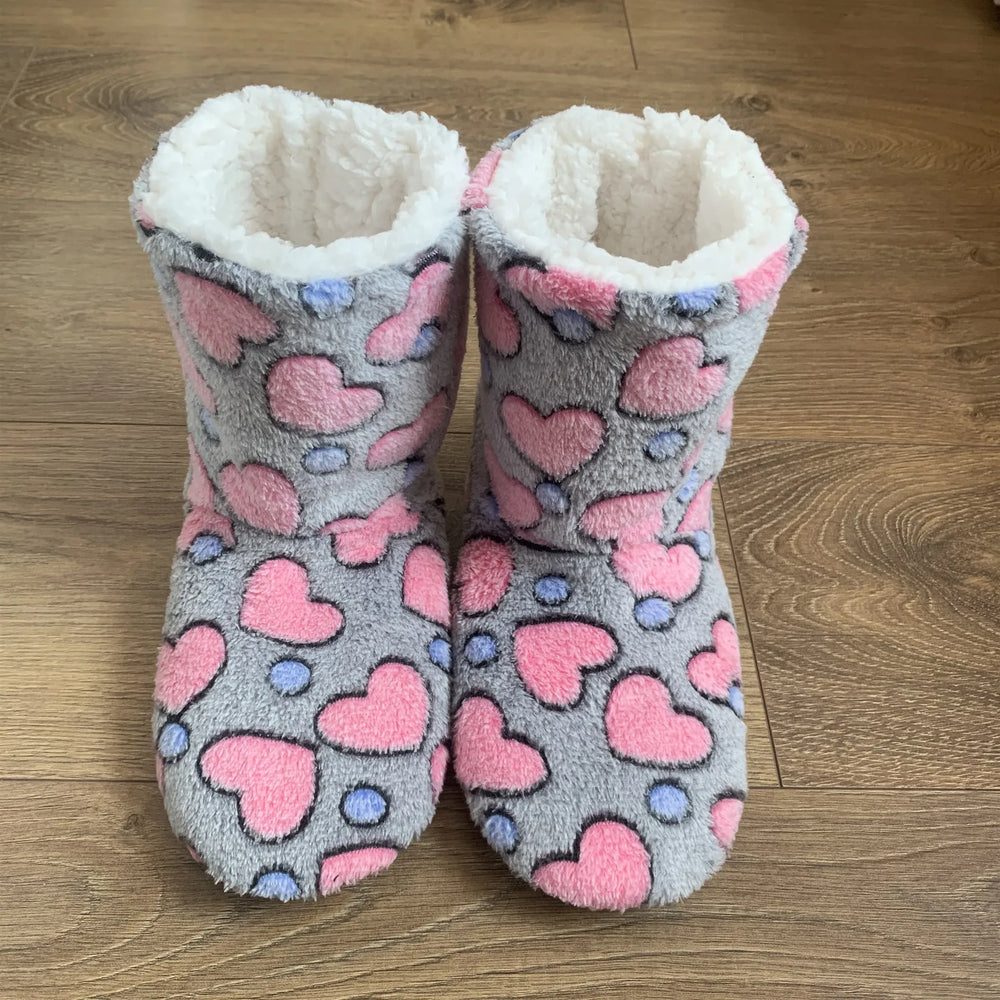 Women’s Plush-Lined Winter Boot Slippers – Warm Non-Slip Indoor House Shoes for Autumn and Winter Comfort