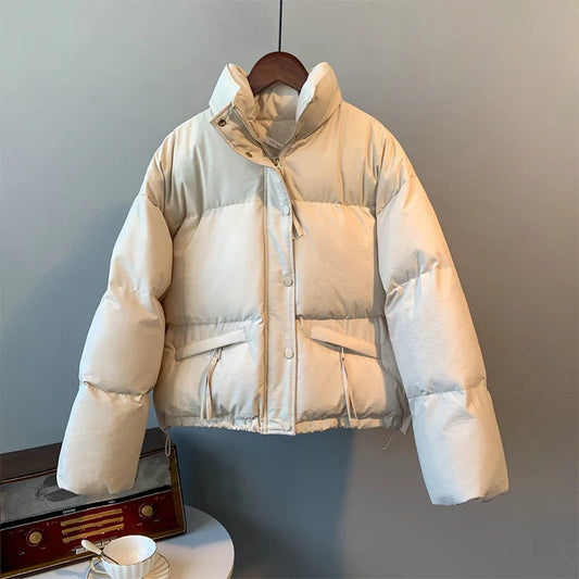 Women’s Relaxed Puffer Jacket – High-Neck Quilted Winter Layer for Everyday Cold-Weather Wear