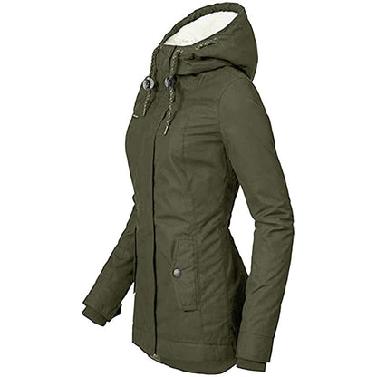 Women’s Sherpa-Lined Hooded Winter Parka – Windproof Water-Repellent Everyday Outerwear