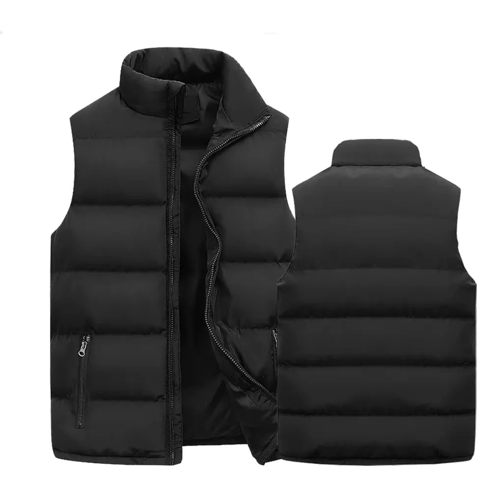 Men’s Padded Puffer Vest – Sleeveless Winter Layer with High Collar and Zipped Pockets