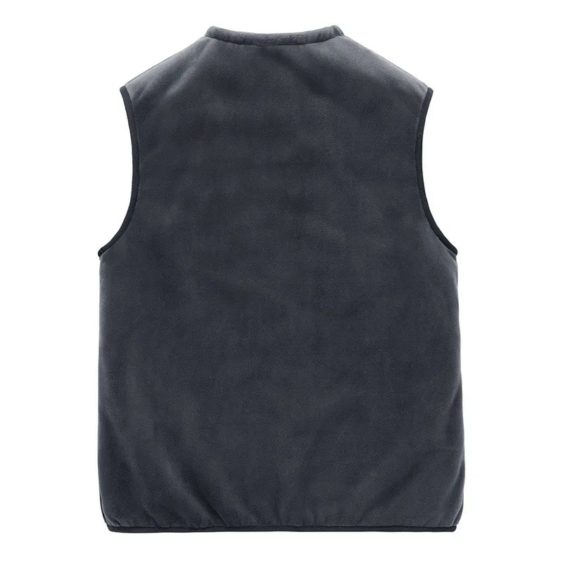 Men’s Fleece-Lined Winter Vest – Warm Sleeveless Zip-Up Layer with Practical Pockets