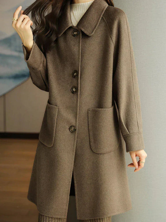 Women’s Textured Single-Breasted Winter Coat – Tailored Collared Layer for Elegant Everyday Wear