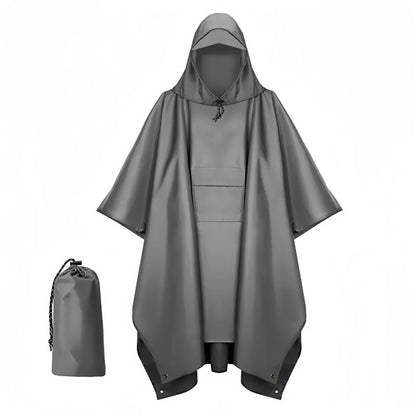 Men’s Waterproof Hooded Rain Poncho – Packable Windproof Outdoor Hiking Cape