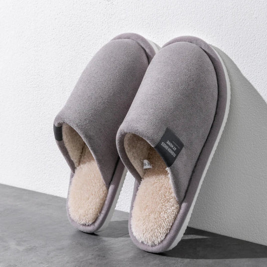 Men’s Plush-Lined Winter House Slippers – Warm Non-Slip Closed-Toe Indoor Shoes for Everyday Comfort