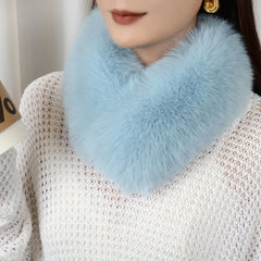 Women’s Faux Fur Neck Scarf – Plush Cross-Over Winter Wrap with Soft Thickened Finish