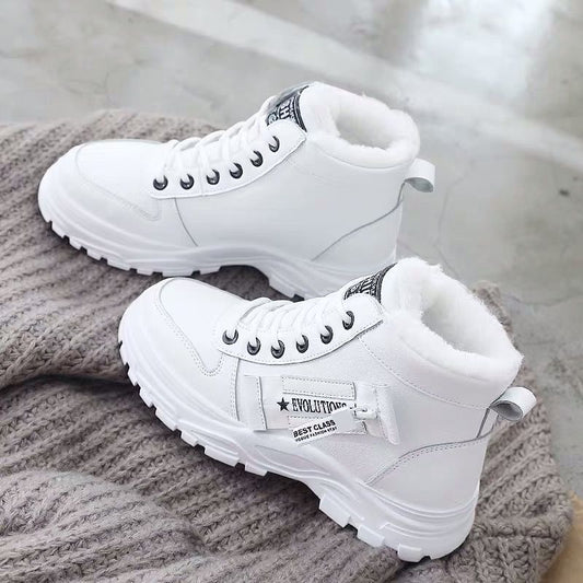 Women’s High-Top Platform Sneakers – Lace-Up Ankle Trainers with Chunky Tread Sole and Panelled Design