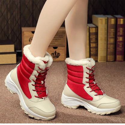 Women’s Plush-Lined Lace-Up Snow Boots – Warm Platform Winter Boots for Outdoor Wear