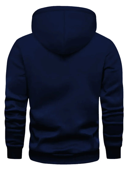 Men’s Printed Pullover Hoodie – Relaxed Fit Warm Sports Sweatshirt for Outdoor Fitness and Casual Wear
