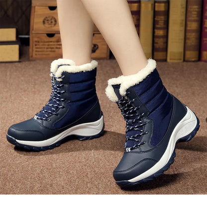 Women’s Plush-Lined Lace-Up Snow Boots – Warm Platform Winter Boots for Outdoor Wear
