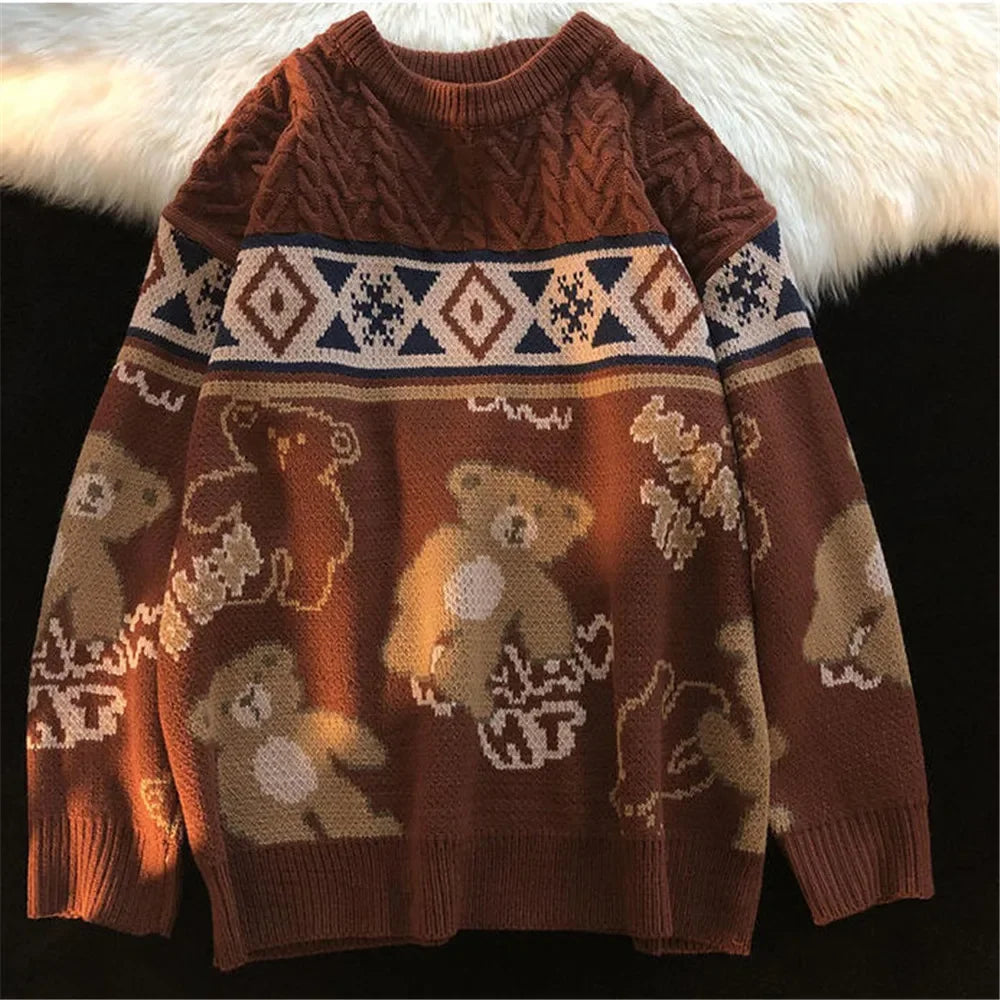 Women’s Teddy Bear Cable Knit Sweater – Cozy Novelty Layer for Winter Days