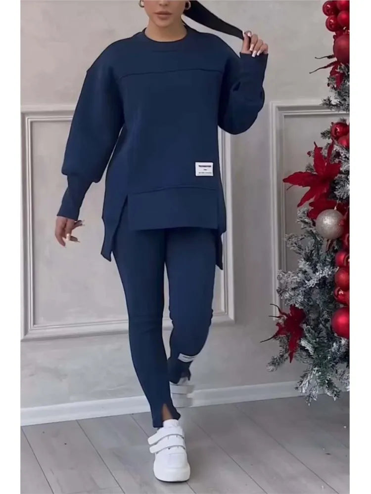 Women’s Oversized Sweatshirt and Slim Trouser Set – Modern Two-Piece Casual Outfit