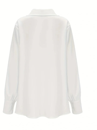 Women’s Cowl-Neck Collared Blouse – Draped Long-Sleeve Style for Office and Elegant Wear