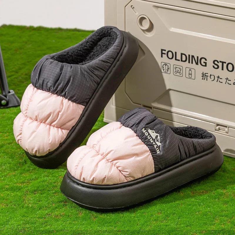 Women’s Quilted Puffer Slippers – Plush-Lined Winter Slip-Ons with Thick Cushioned Sole
