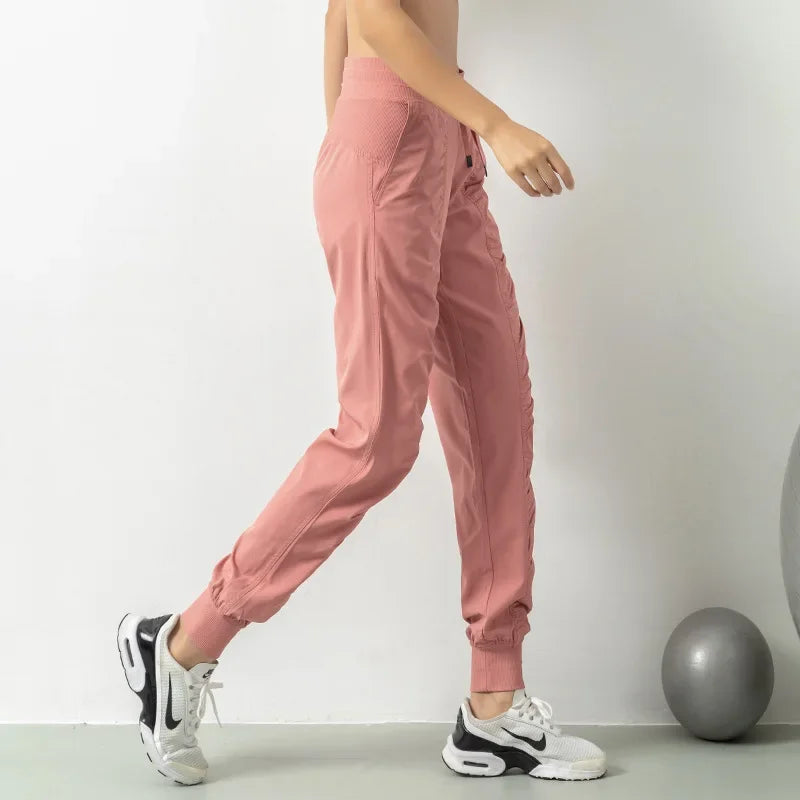 Women’s Lightweight Drawstring Jogger Trousers – Quick-Dry Athletic Pants for Training and Everyday Wear