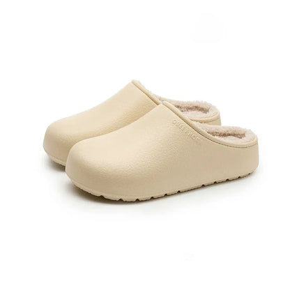 Women’s Plush-Lined Winter Clog Slippers – Warm Waterproof Non-Slip Indoor House Shoes for Everyday Comfort