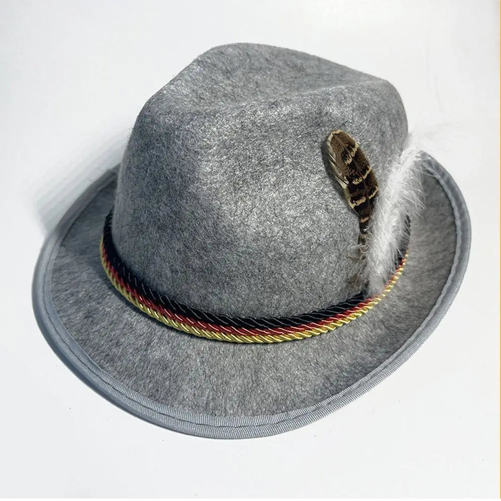 Men’s Traditional Bavarian Hat – Feather-Trimmed Festival Headwear for Oktoberfest Wear