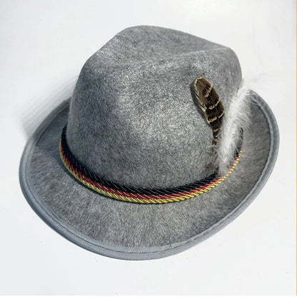 Men’s Traditional Bavarian Hat – Feather-Trimmed Festival Headwear for Oktoberfest Wear