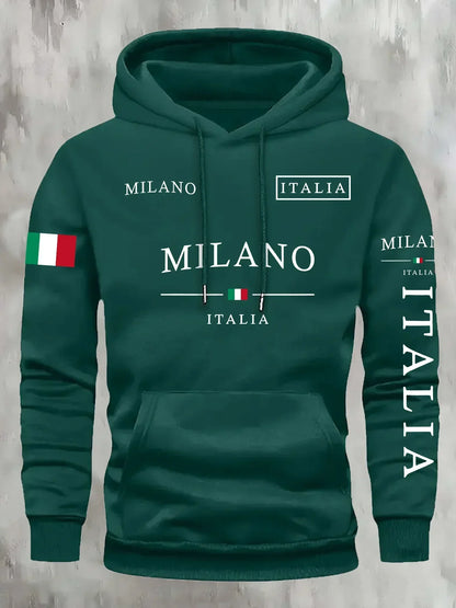 Men’s Printed Pullover Hoodie – Relaxed Fit Warm Sports Sweatshirt for Outdoor Fitness and Casual Wear