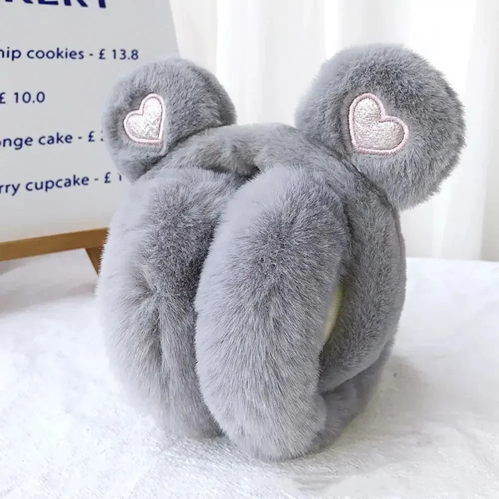 Women’s Bear Ear Winter Earmuffs – Plush Foldable Cold-Weather Ear Warmers for Outdoor Wear and Gifting