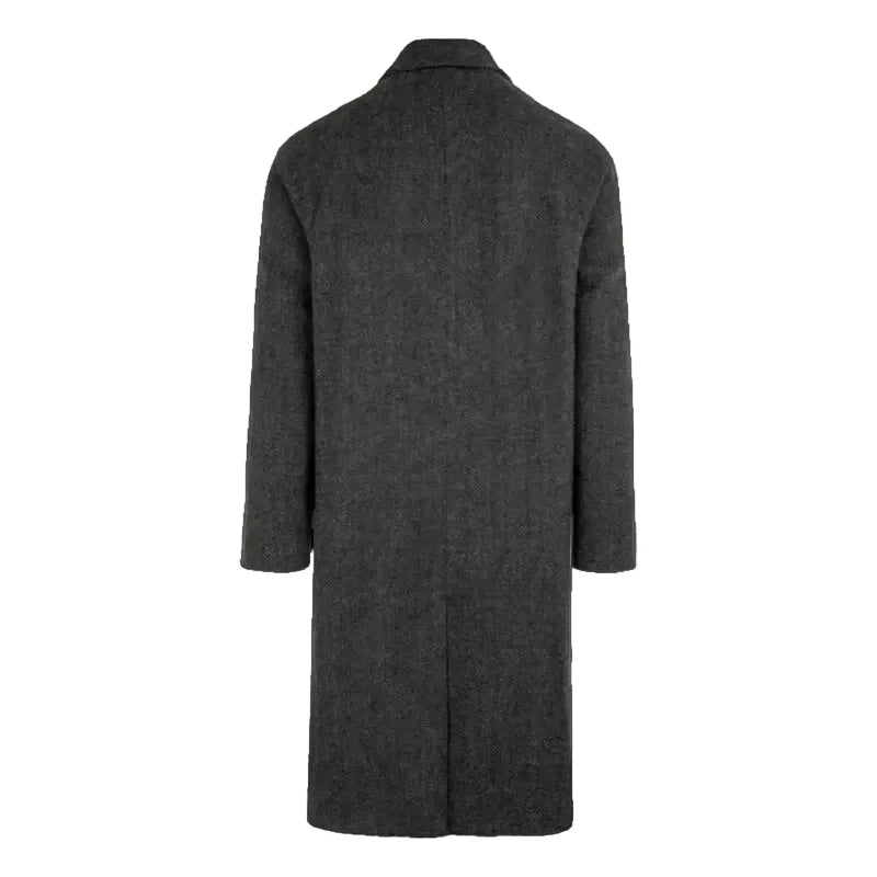 Men’s Herringbone Wool-Blend Overcoat – Smart Tailored Long Coat for Winter Business Casual and Formal Wear