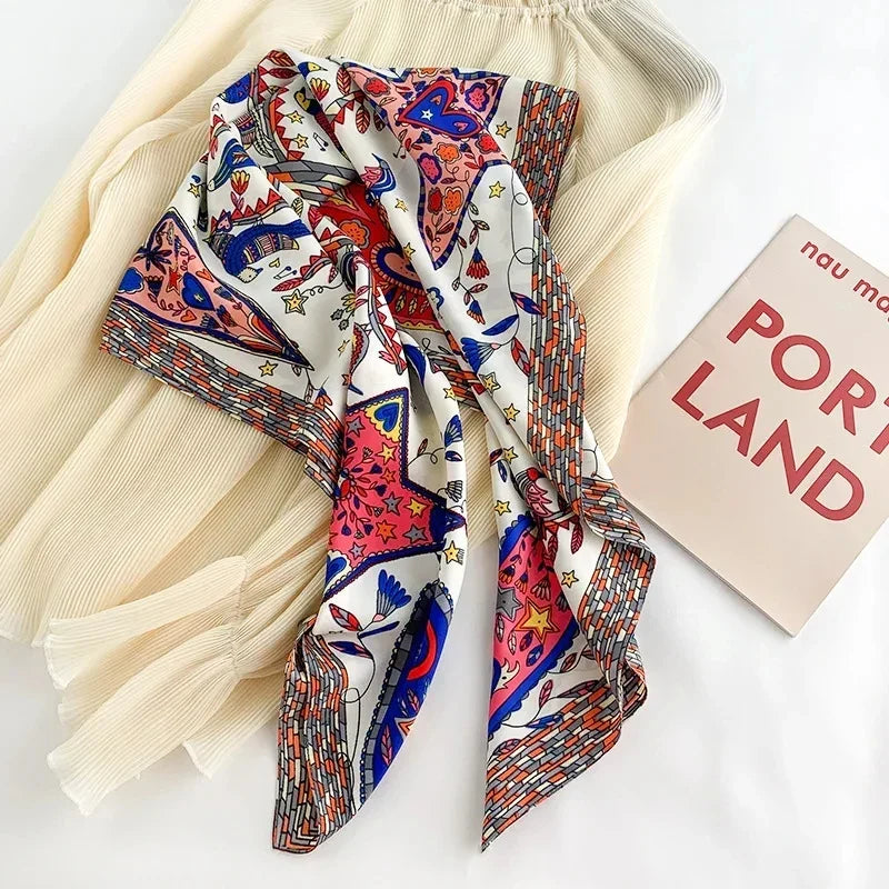 Women’s Soft Polyester Square Scarf – Lightweight Printed Head and Neck Wrap for Elegant All-Season Styling