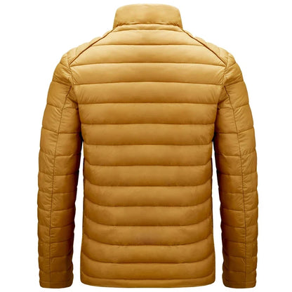 Men’s Lightweight Puffer Jacket – Quilted Zip-Up Winter Coat with Stand Collar and Zipped Pockets