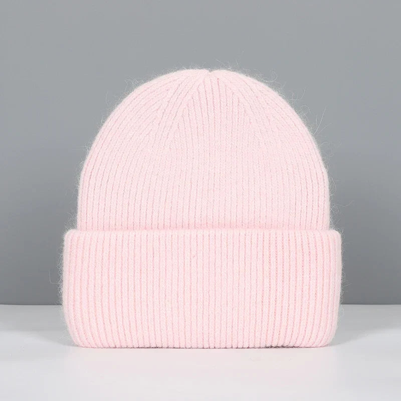 Women’s Soft Knit Beanie – Cashmere Rabbit-Fur Blend Winter Hat for Autumn and Winter Wear