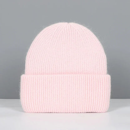 Women’s Soft Knit Beanie – Cashmere Rabbit-Fur Blend Winter Hat for Autumn and Winter Wear