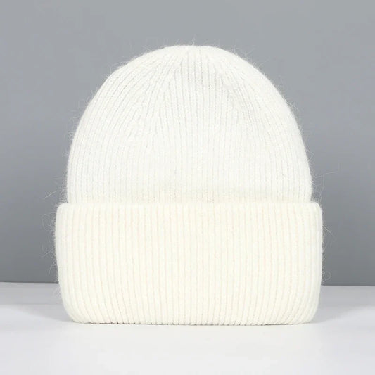 Women’s Soft Knit Beanie – Cashmere Rabbit-Fur Blend Winter Hat for Autumn and Winter Wear