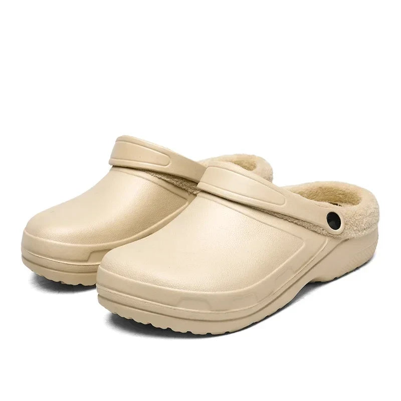 Men’s Plush-Lined Winter Clog Slippers – Warm Wide-Fit Non-Slip Indoor Outdoor House Shoes for Everyday Comfort